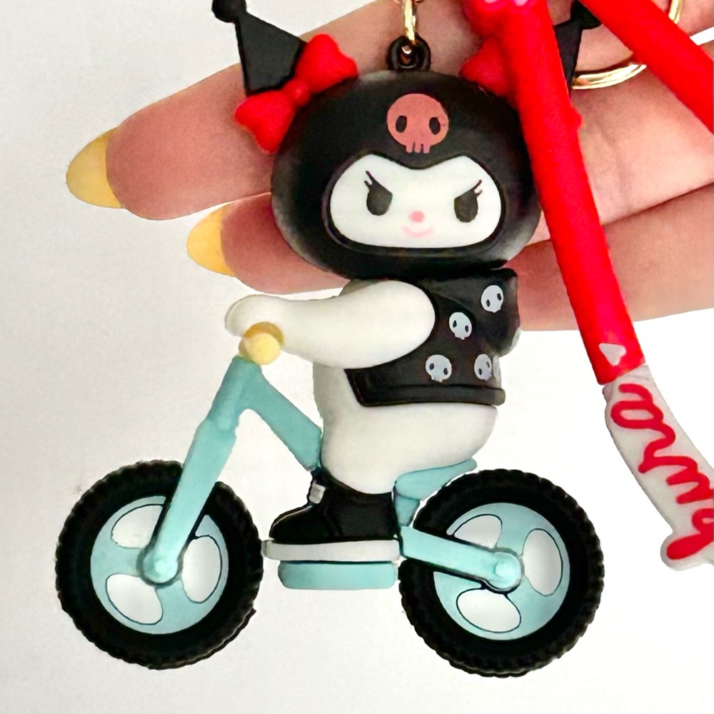 💜Kuromi Riding on Bicycle Adorable Keychain Backpack Accessory - Picture 2 of 2
